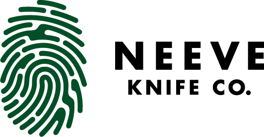Logo of Neeve Knife Co. with a green fingerprint design on a white background