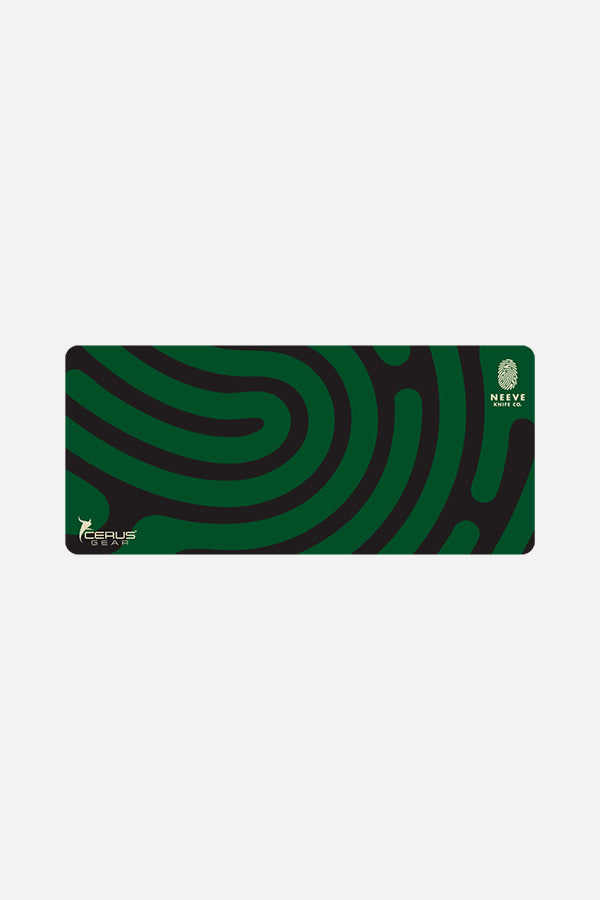 Neeve Knife Co. Service Mat with green fingerprint logo