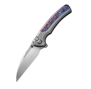 We Knife Co. Ziffius Flipper & Thumb Stud & Button Lock (Gray Titanium Handle With Flamed Titanium Integral Spacer)