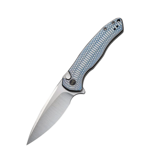 WE Knife Co. Kitefin Button Lock (Gray/Blue Titanium)