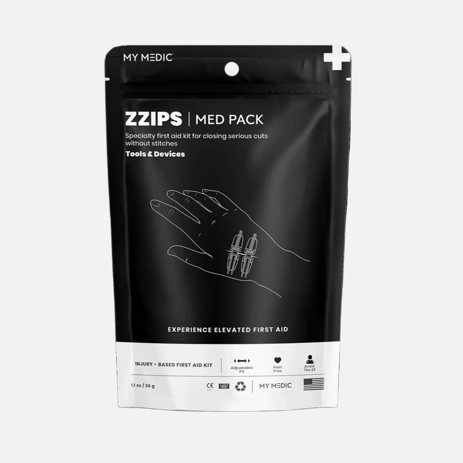 ZZIPS MED PACK first aid kit packaging on a white background